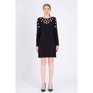 NWT Explosion Laser Cut Mini Dress Long Sleeve Black sz 36/XS Glams Party Gothic